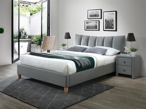 CentrMebel | Кровать SANDY 2 160x200 (серый/бук) 1