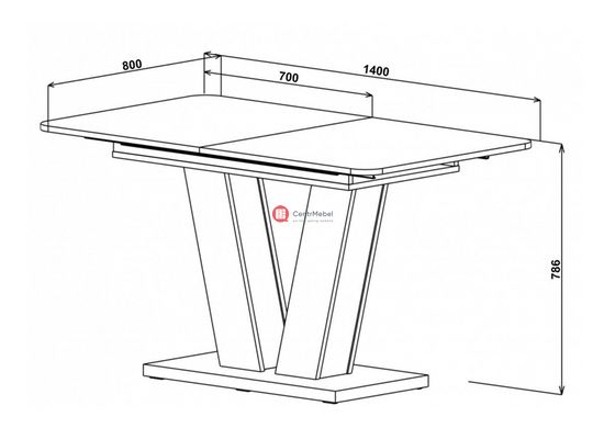 CentrMebel | Стол обеденный прямоугольный раскладной ЛДСП TORINO 140(180)х80 (белый / серый) 9