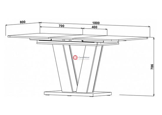 CentrMebel | Стол обеденный прямоугольный раскладной ЛДСП TORINO 140(180)х80 (белый / серый) 8
