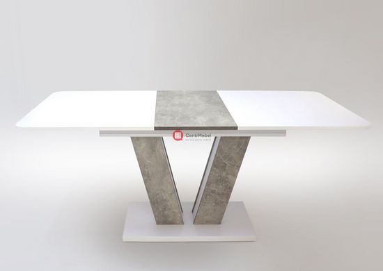 CentrMebel | Стол обеденный прямоугольный раскладной ЛДСП TORINO 140(180)х80 (белый / серый) 5