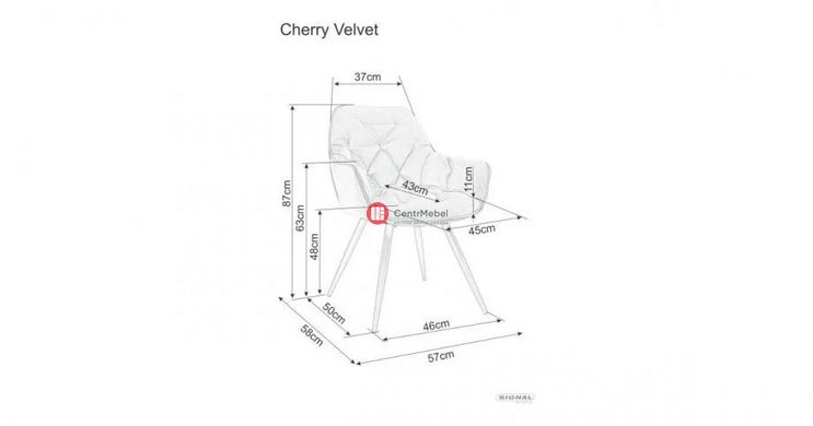 CentrMebel | Стілець обідній велюровий CHERRY VELVET (світло-сірий) 2