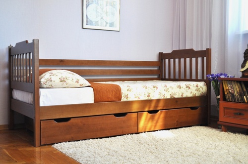 Ліжко дитяче "Єва" з захисною перегородкою від стіни та без шухляд