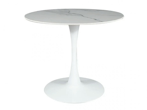 CentrMebel | Стіл обідній нерозкладний керамічний круглий ESPERO Ø 90 білий мармур 1