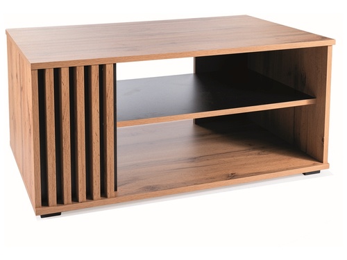 CentrMebel | Журнальный столик деревянный с металлом 100X60 DAFNE (Дуб артизан/Черный) 1