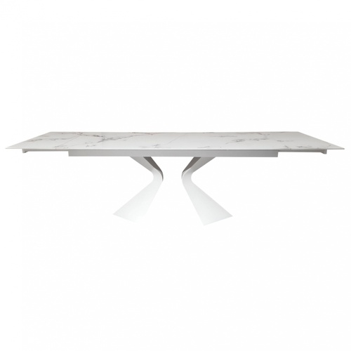 CentrMebel | Стол обеденный прямоугольный раскладной керамический Duna Golden Jade 180(260)х90 (белый мрамор) 1