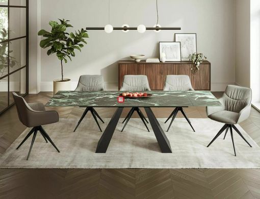 CentrMebel | Стол обеденный прямоугольный раскладной керамический Salvadore Ceramic Verde Alpi 160(240)х90 (зеленый мрамор) 4