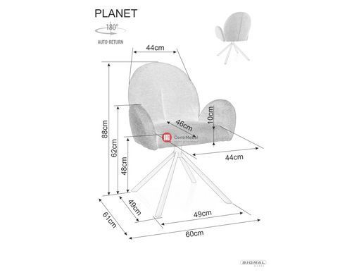 CentrMebel | Стілець обідній обертовий в тканині PLANET RAVEN (темно-сірий) 3