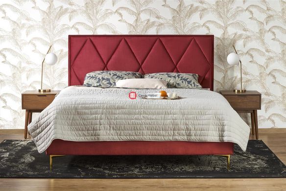 CentrMebel | Кровать двухспальная с подъемным механизмом MODULO 160x200 (бордовый) 7