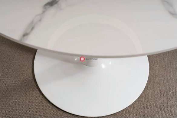 CentrMebel | Стіл обідній нерозкладний керамічний круглий ESPERO Ø 90 білий мармур 2