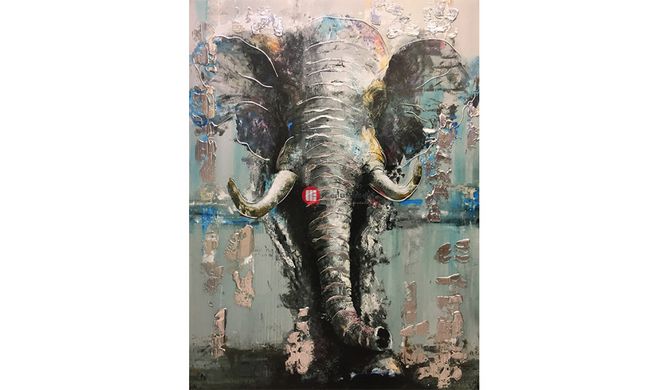 CentrMebel | Картина Elephant Lightblue 75х100 cm (блакитний) 3