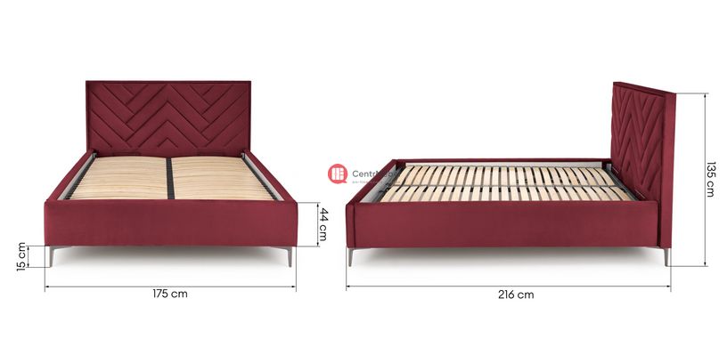 CentrMebel | Ліжко двоспальне з підйомним механізмом MODULO 160x200 (бордовий) 11