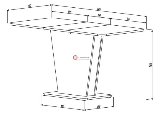 CentrMebel | Стол обеденный прямоугольный роскладной из ЛДСП COSMO 110(145)х68 (белый / серый) 9