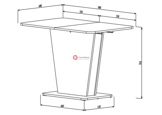 CentrMebel | Стол обеденный прямоугольный роскладной из ЛДСП COSMO 110(145)х68 (белый / серый) 10