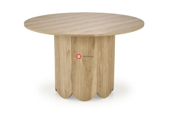 CentrMebel | Стол обеденный круглый МДФ ламинированная Ø 120 HUGO (дуб) 5