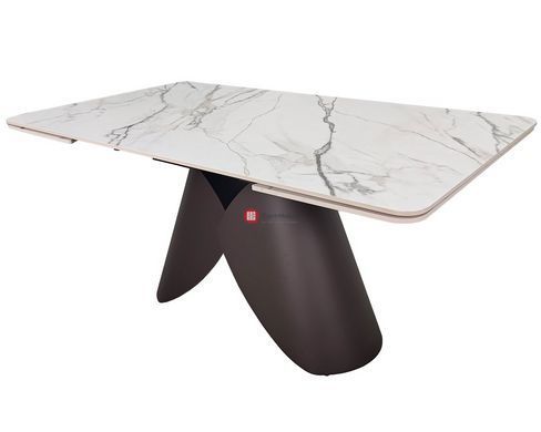CentrMebel | Стол обеденный керамический AGNES 160(240)х90 (белый мрамор) 4