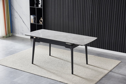 CentrMebel | Стол обеденный раздвижной керамический BONN II 140(200)х90 (серый мрамор) 1