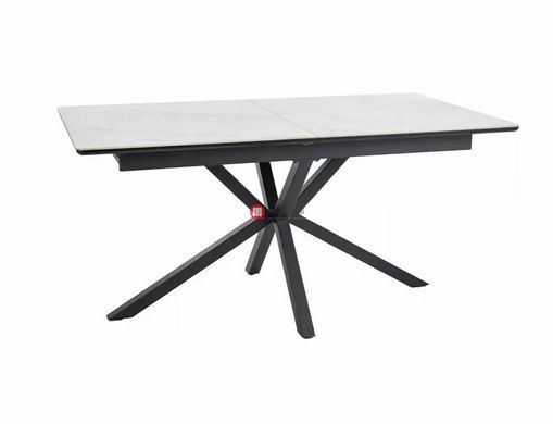 CentrMebel | Стіл обідній прямокутний розкладний керамічний 160(200)X90 LOGAN CERAMIC (білий мармур) 2
