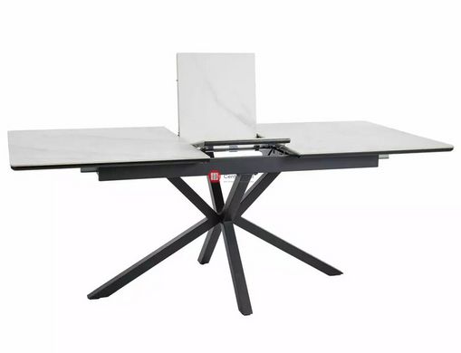 CentrMebel | Стіл обідній прямокутний розкладний керамічний 160(200)X90 LOGAN CERAMIC (білий мармур) 4