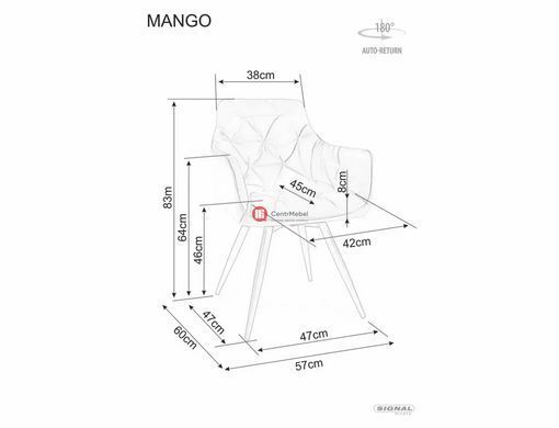 CentrMebel | Стілець обідній обертовий в тканині MANGO (темно-бежевий) 8
