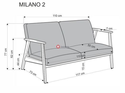 CentrMebel | Софа MILANO 2S (сірий) 2