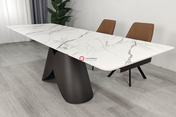 CentrMebel | Стол обеденный керамический AGNES 160(240)х90 (белый мрамор) 7