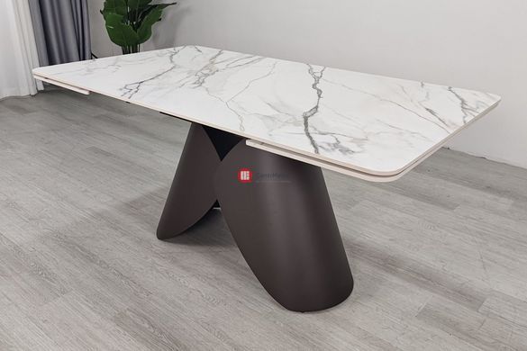 CentrMebel | Стол обеденный керамический AGNES 160(240)х90 (белый мрамор) 6