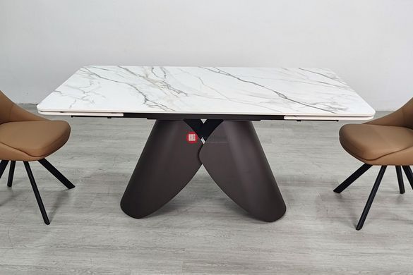 CentrMebel | Стол обеденный керамический AGNES 160(240)х90 (белый мрамор) 5