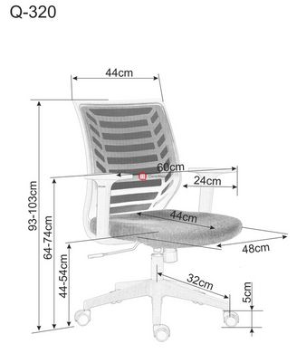 CentrMebel | Крісло офісне для персоналу Q-320  R(сірий) 2