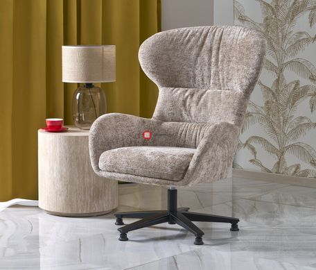 CentrMebel | Кресло для отдыха поворотное в ткани FRANCO (бежевый) 2