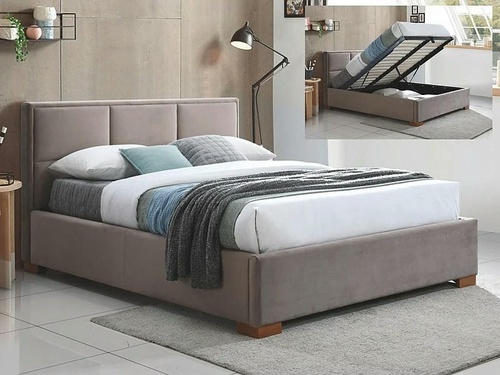 CentrMebel | Ліжко двоспальне з підйомним механізмом MAISON VELVET 160х200 (бежевий) 1