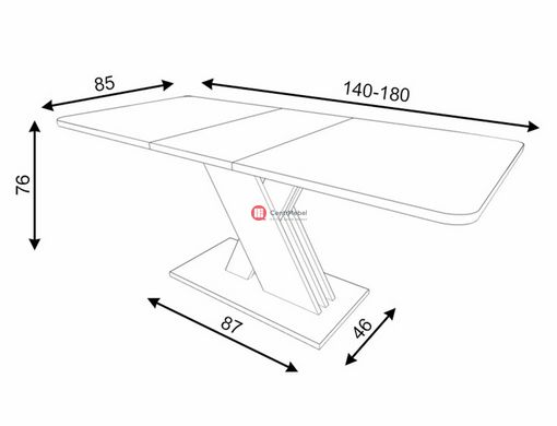 CentrMebel | Стол обеденный прямоугольный раскладной из ЛДСП Exel 140(180)х85 (дуб / черный) 4