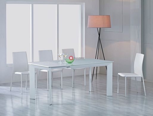 CentrMebel | Стол обеденный раскладной стеклянный белый DAOSUN DF 201T 2