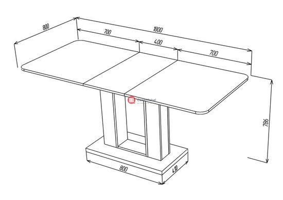 CentrMebel | Стол обеденный прямоугольный раскладной из ЛДСП TITAN 140(180)x80 (дуб крафт / белый) 7