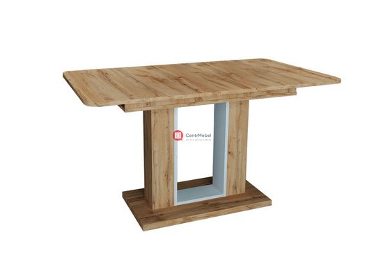 CentrMebel | Стол обеденный прямоугольный раскладной из ЛДСП TITAN 140(180)x80 (дуб крафт / белый) 2