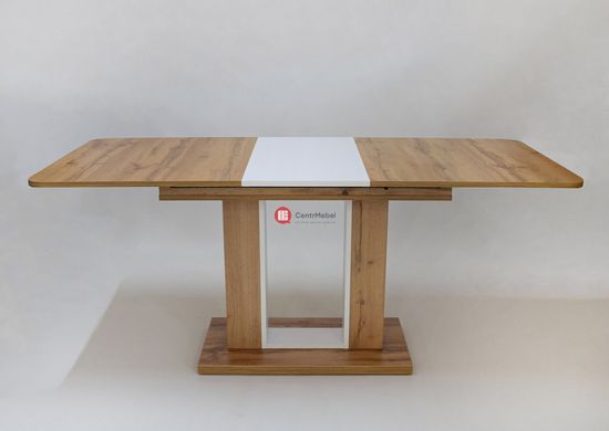 CentrMebel | Стол обеденный прямоугольный раскладной из ЛДСП TITAN 140(180)x80 (дуб крафт / белый) 3
