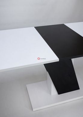CentrMebel | Стіл обідній прямокутний розкладний з ЛДСП CARVELO 140(180)х80 (білий / чорний) 4