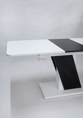 CentrMebel | Стіл обідній прямокутний розкладний з ЛДСП CARVELO 140(180)х80 (білий / чорний) 3