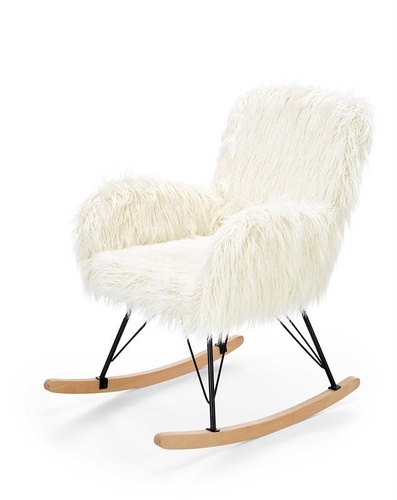 CentrMebel | Кресло для отдыха-качалка AUSTIN (кремовый/черный/натур.) 1