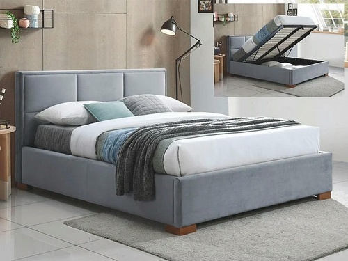 CentrMebel | Ліжко двоспальне з підйомним механізмом MAISON VELVET 160х200 (сірий) 1