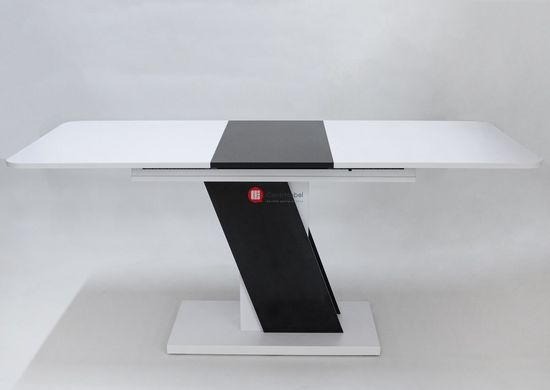 CentrMebel | Стіл обідній прямокутний розкладний з ЛДСП CARVELO 140(180)х80 (білий / чорний) 2