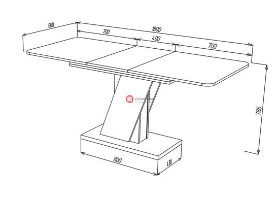 CentrMebel | Стіл обідній прямокутний розкладний з ЛДСП CARVELO 140(180)х80 (білий / чорний) 8