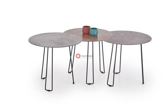 CentrMebel | Комплект TRIPLE 3 стола журнальных (серый/коричневый) 1