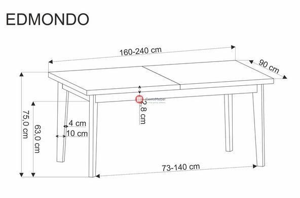 CentrMebel | Стіл обідній розкладний прямокутний ДСП + шпон EDMONDO 160(240)х90 (натуральний) 21