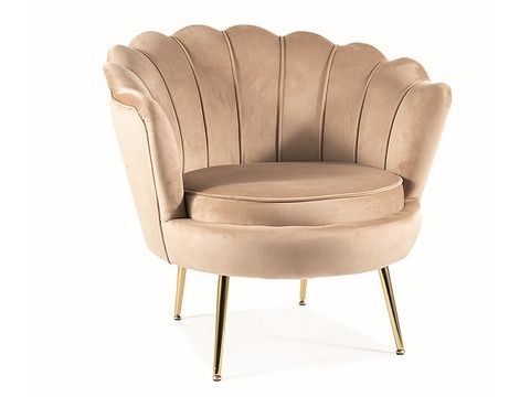 CentrMebel | Крісло CAMELLIA 1 VELVET Беж BLUVEL 28+Золотий 1