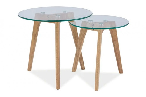 CentrMebel | Комплект журнальних столів круглих скляних Oslo S2 Прозорий 1