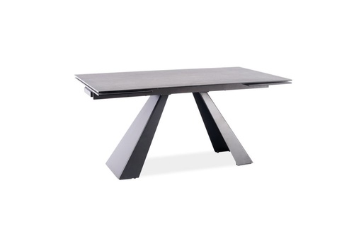 CentrMebel | Стол обеденный раскладной SALVADORE CERAMIC 180(260)x90 (серый мрамор / черный мат) 1