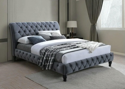 CentrMebel | Кровать двухспальная MALENA VELVET 160х200 (серый) 1