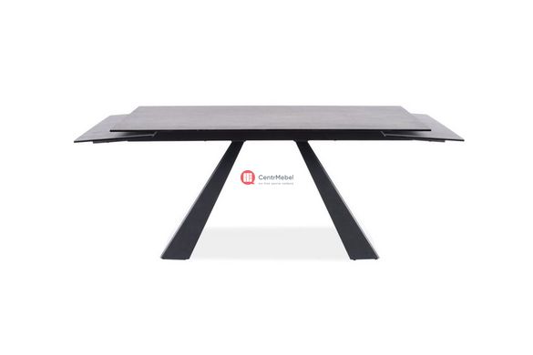 CentrMebel | Стол обеденный раскладной SALVADORE CERAMIC 180(260)x90 (серый мрамор / черный мат) 3