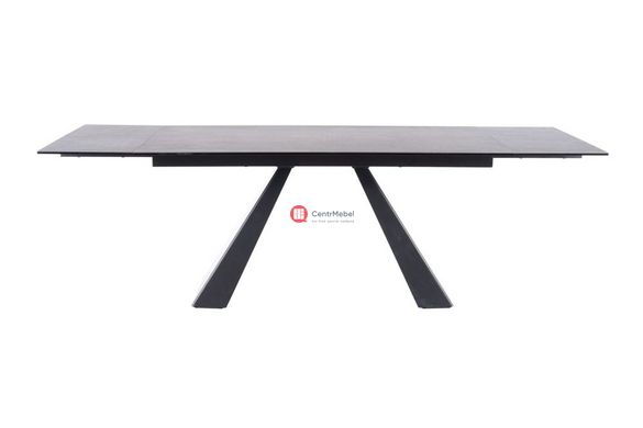 CentrMebel | Стол обеденный раскладной SALVADORE CERAMIC 180(260)x90 (серый мрамор / черный мат) 4