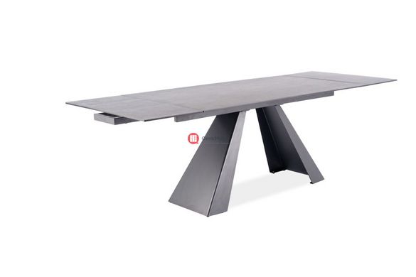 CentrMebel | Стол обеденный раскладной SALVADORE CERAMIC 180(260)x90 (серый мрамор / черный мат) 5